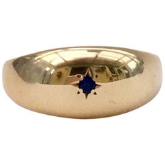 Sapphire Ring 1960s Vintage Jewelry Gypsy Set Star Gold Signet Band Midcentury