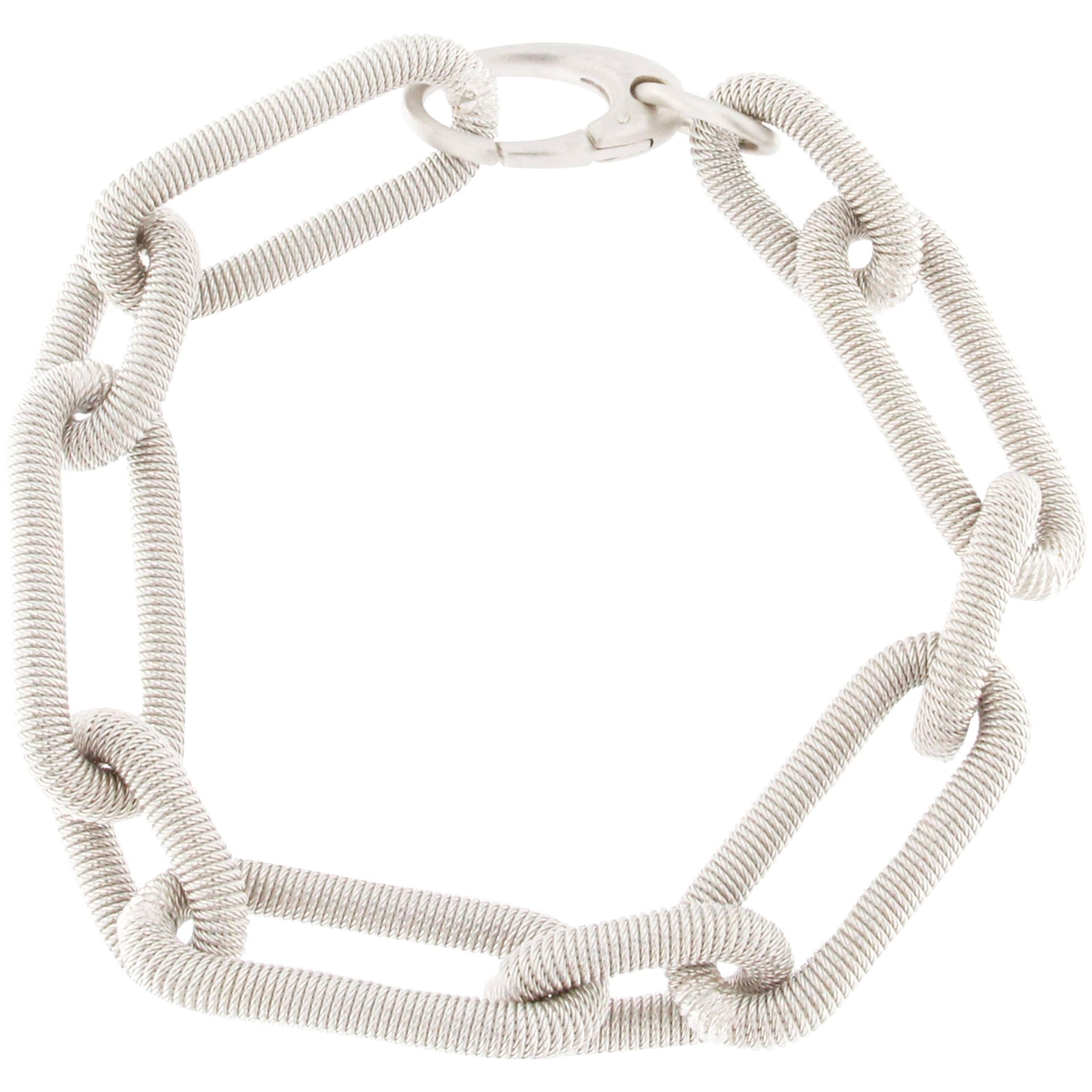 Alex Jona Sterling Silver Twisted Wire Chain Link Bracelet For Sale at