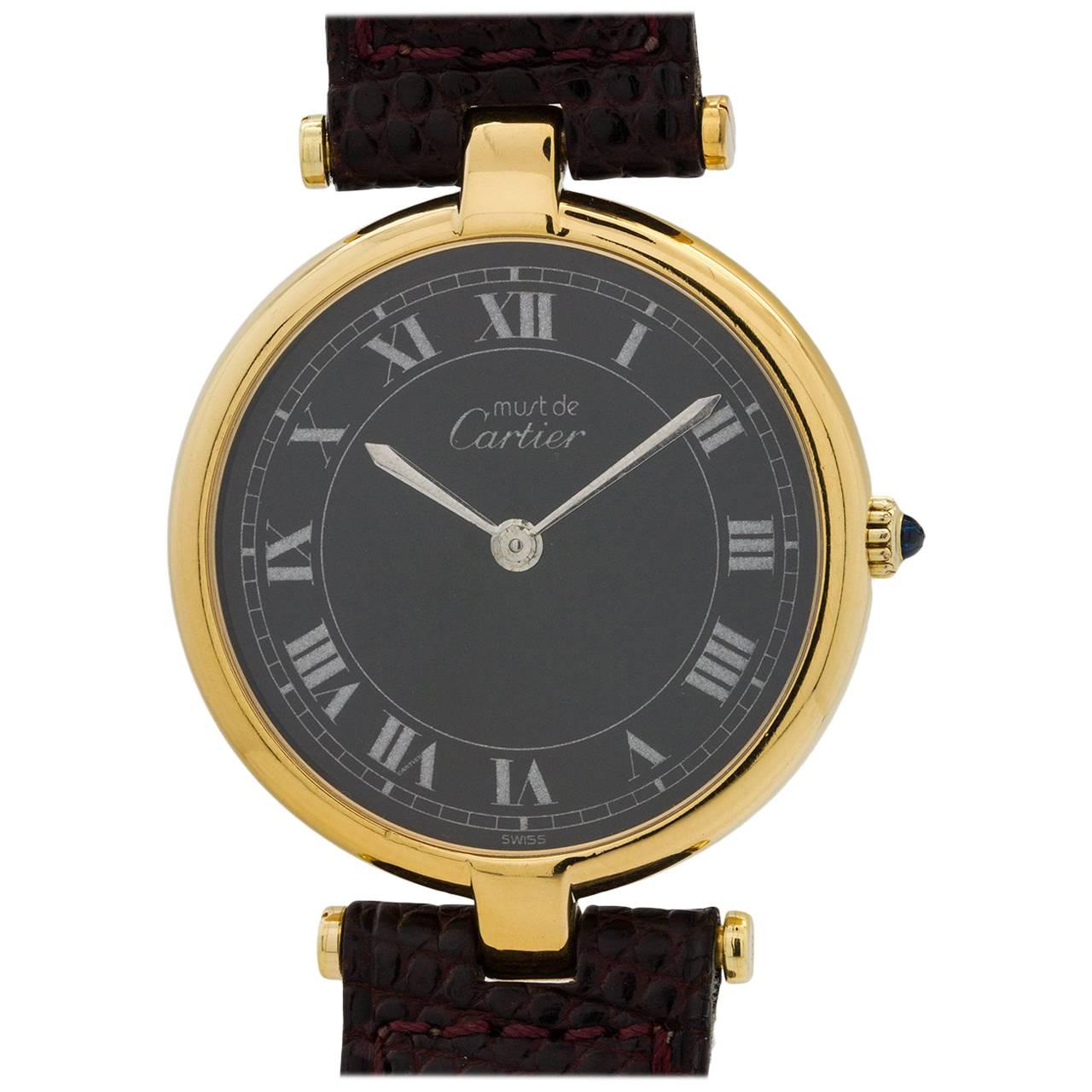 Cartier Vermeil Vendome Tank Quartz Wristwatch, circa 1990s