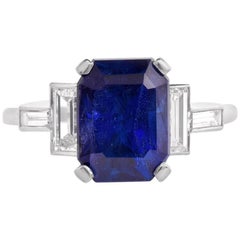Antique 1920s GIA Certified No Heat Natural Burma Sapphire Platinum Ring