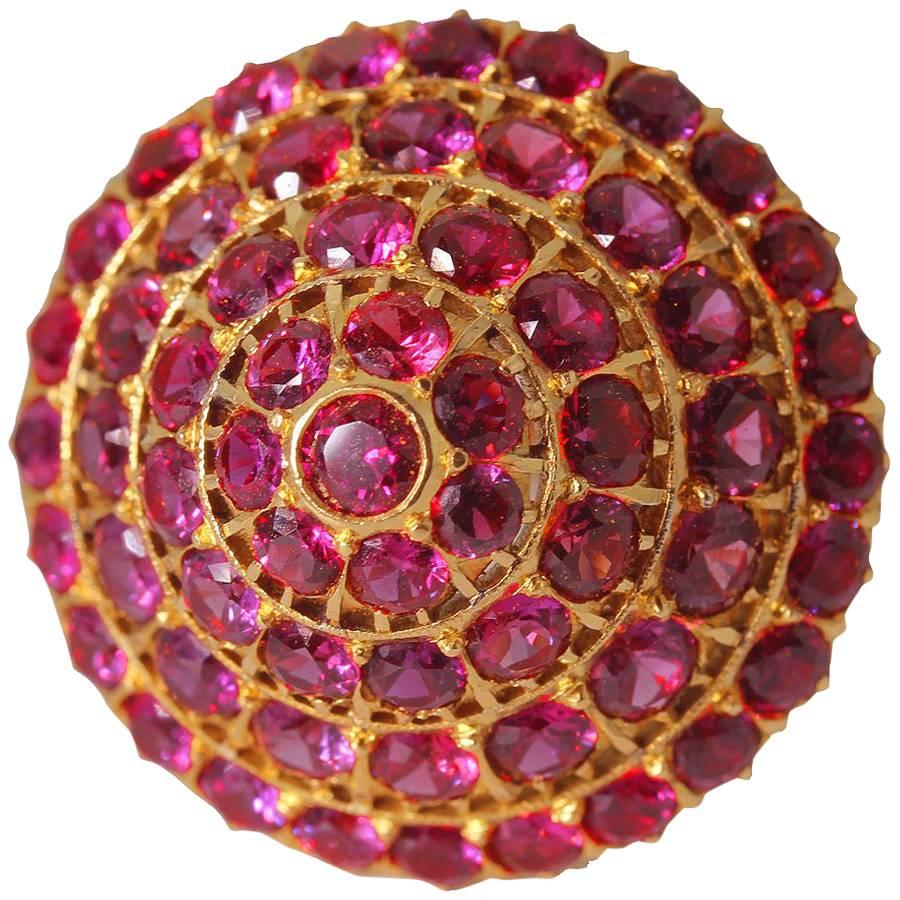 Ruby "Siamese Princess" 14KT Yellow Gold Ring