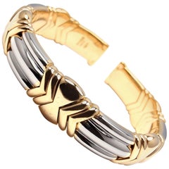 Bulgari Yellow Gold and Stainless Steel Bangle Bracelet