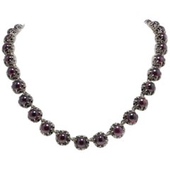 Collana con granati in oro rosa e argento A. Silver