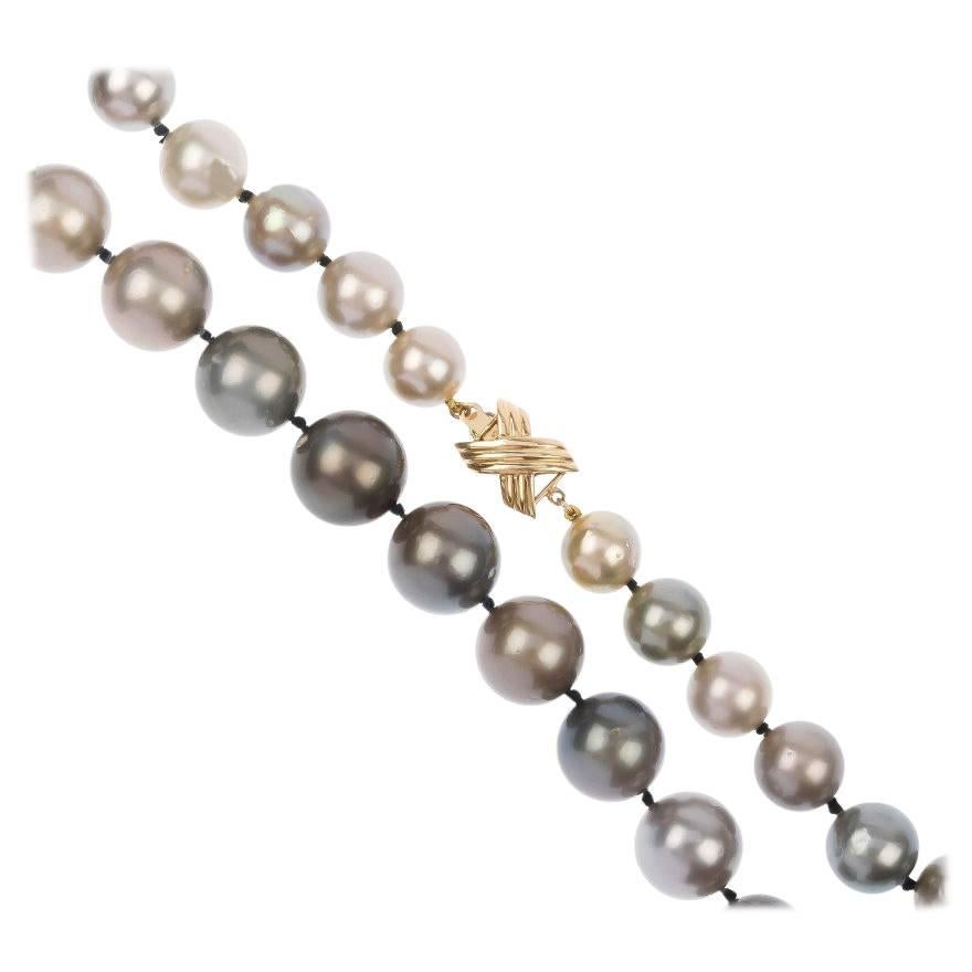 Grey Tahitian Pearl Necklace For Sale
