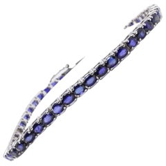 Blue Sapphire and White Gold Tennis Bracelet
