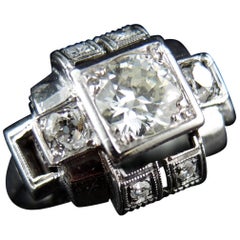 Art Deco Style White Gold Ring with Diamonds
