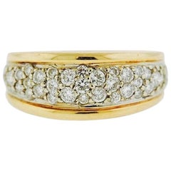 1980s 14 Karat Gold 0.85 Carat Diamond Pave Anniversary Band Ring