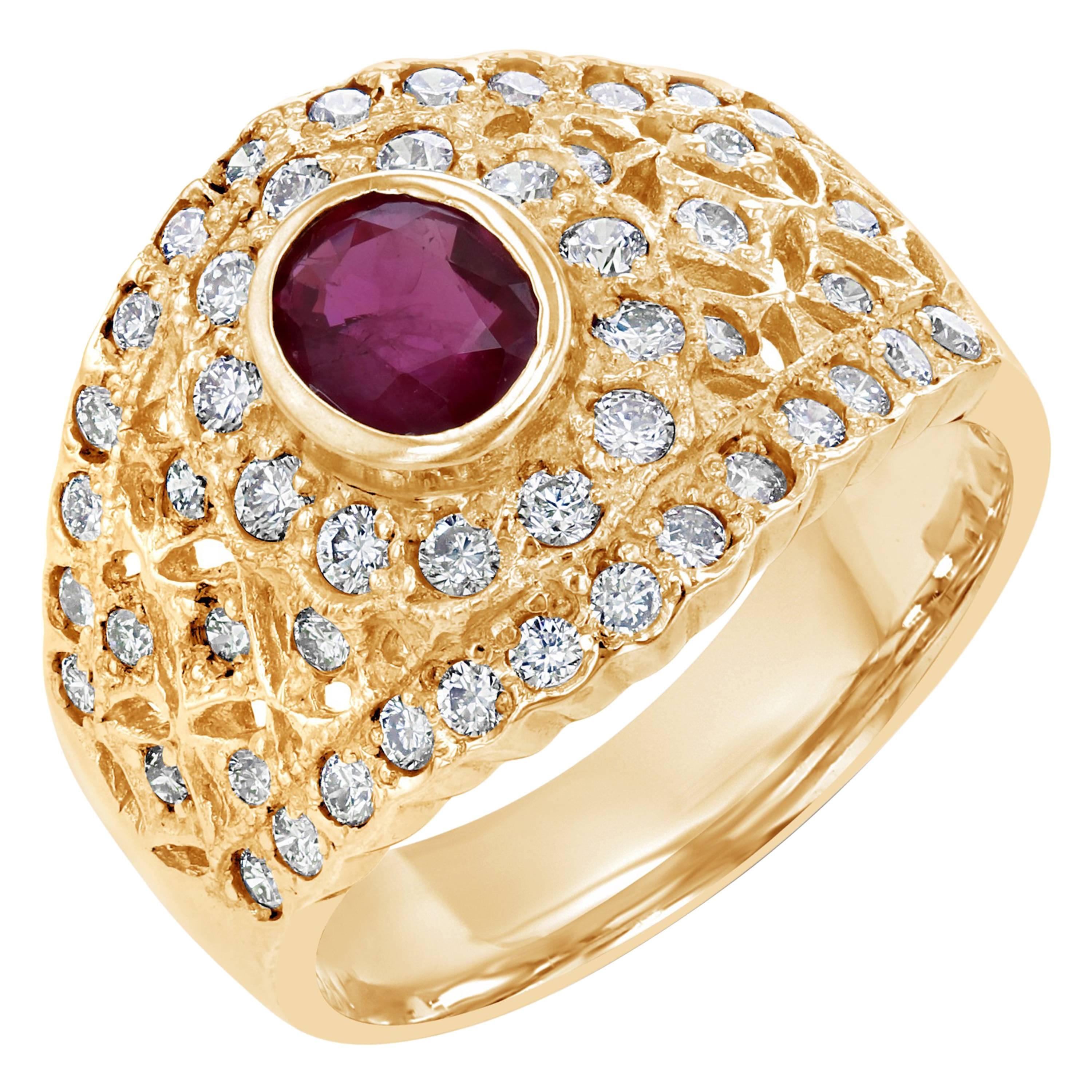 1.60 Carat Ruby Diamond  Ring