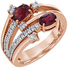 1.44 Carat Burmese Ruby Diamond Rose Gold Cocktail Ring 1.44 Carat Burmese Ruby Diamond Rose Gold Cocktail Ring