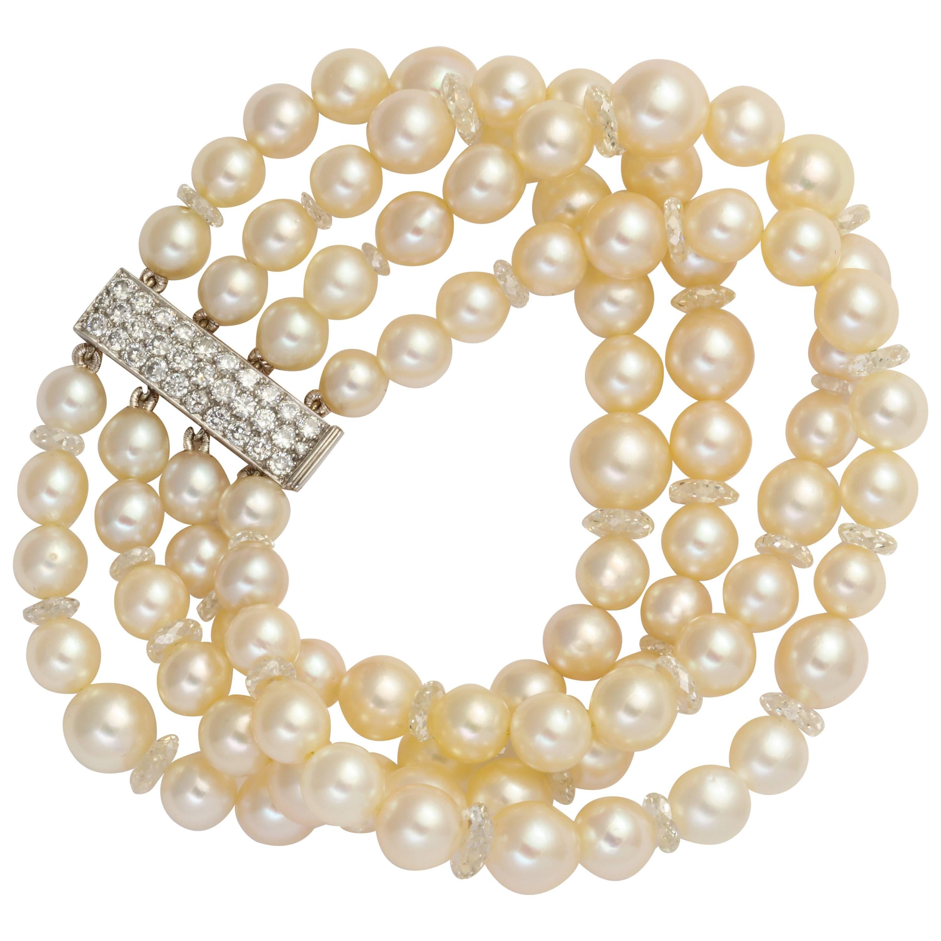 Verdura Paris Pearl and Diamond Bracelet