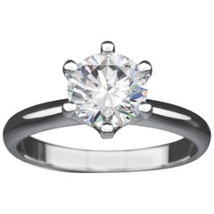 White Gold 1 Carat Round Diamond Tiffany & Co. Style Solitaire Engagement Ring