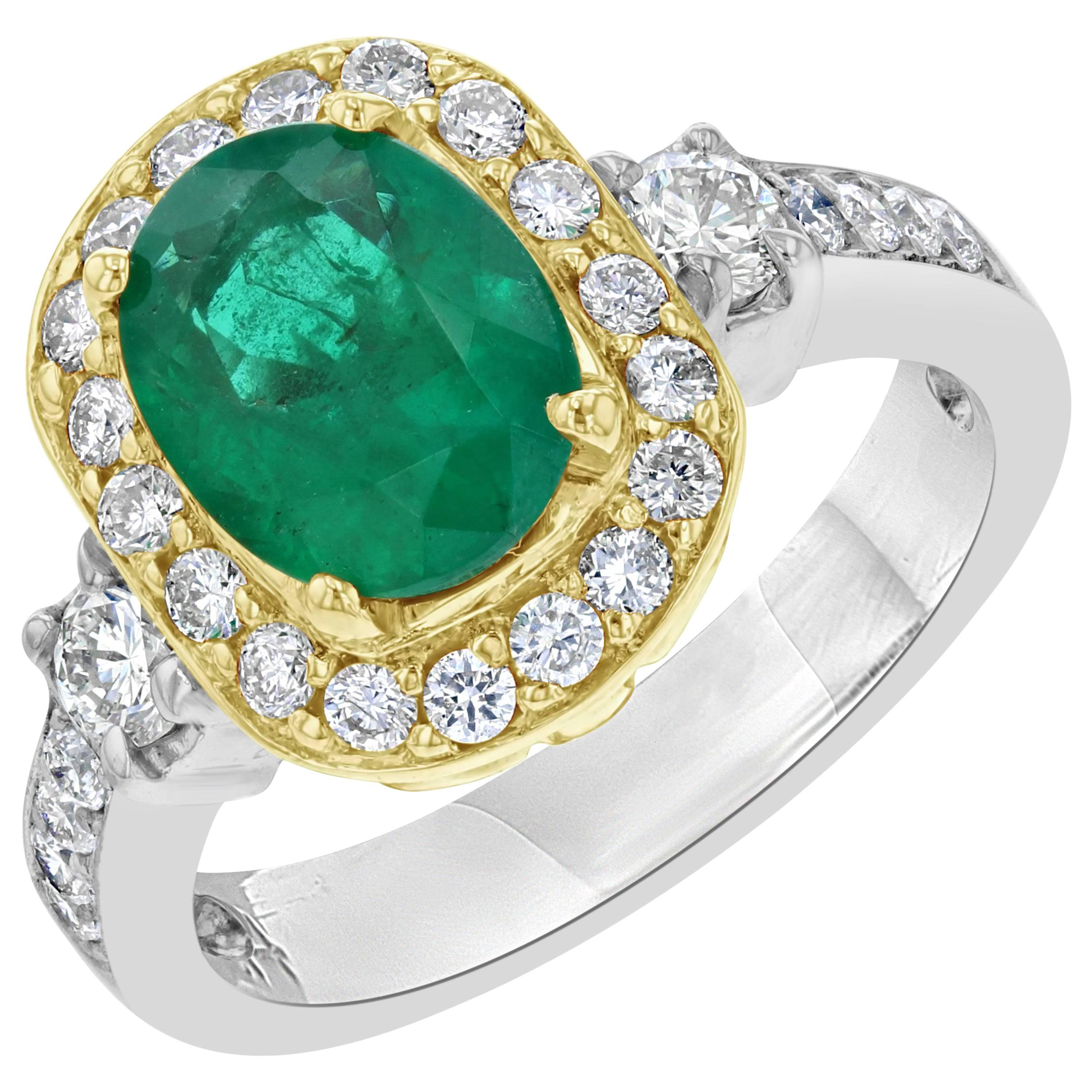 2.43 Carat Emerald Diamond Engagement Ring