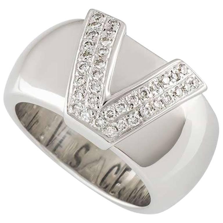 Versace White Gold Diamond Ring