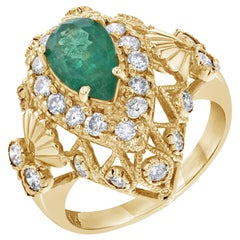 2.75 Carat Emerald Diamond Art Deco Cocktail Ring 8