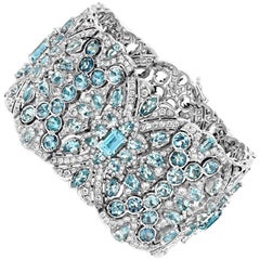 Aquamarine and Diamond  White Gold Bracelet