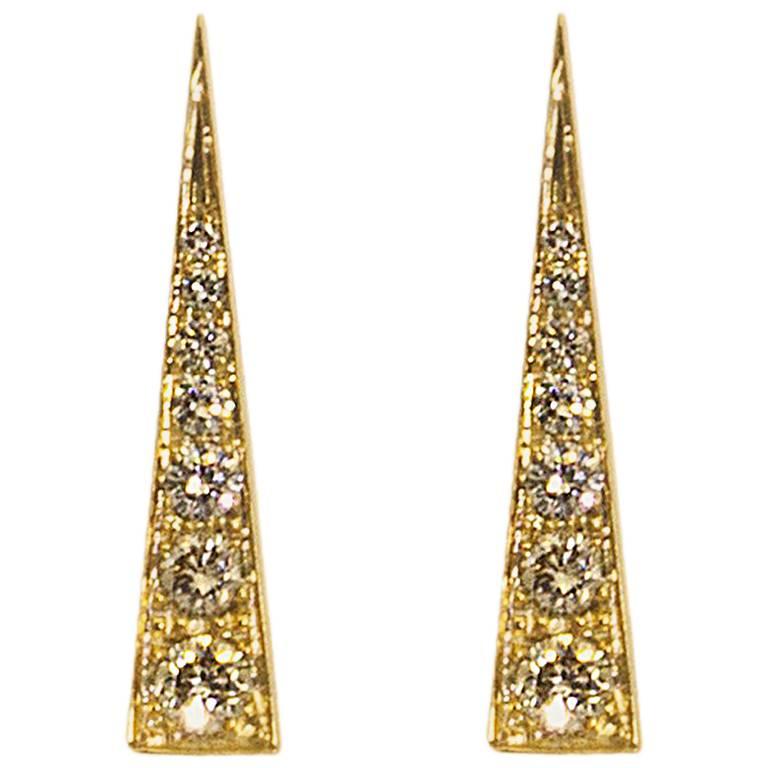 Daou Spark Diamond Earrings in Yellow Gold, Convertible Modern Dynamic Earrings