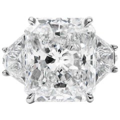 GIA Certified 7.03 Carat E Color Radiant Cut Diamond Platinum J. Birnbach Ring