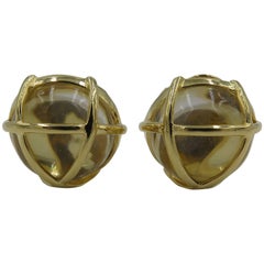 Verdura Yellow Gold and Rock Crystal Earrings