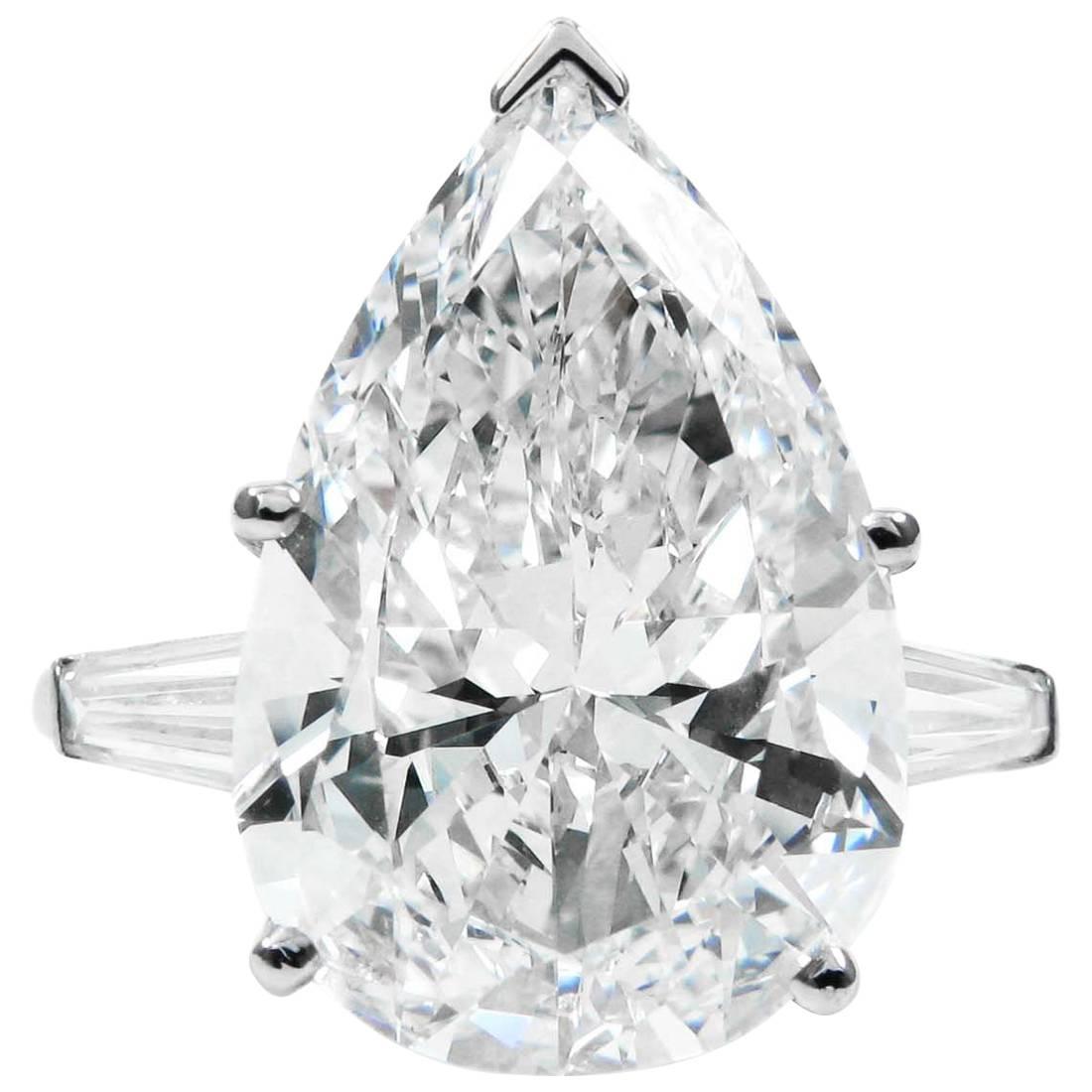 GIA Certified 8.14 Carat Pear Shape Diamond G VS2 Platinum Ring by J Birnbach