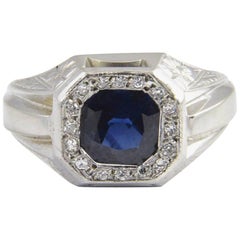 Sapphire and Diamond White Gold Ring