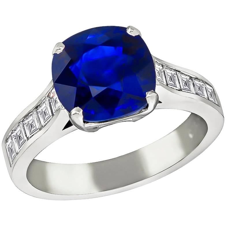Stunning 4.17 Carat Sapphire Diamond Engagement Ring
