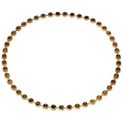 Tourmaline Diamond Gold Byzantine Necklace One of a Kind
