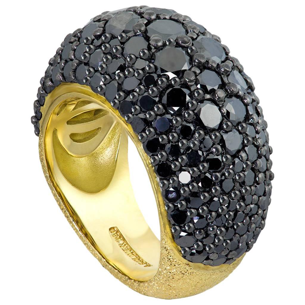 Spinel Textured Yellow Gold Ring One of a Kind