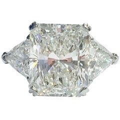GIA Certified 10.04 Carat Radiant Cut Three-Stone Diamond Ring