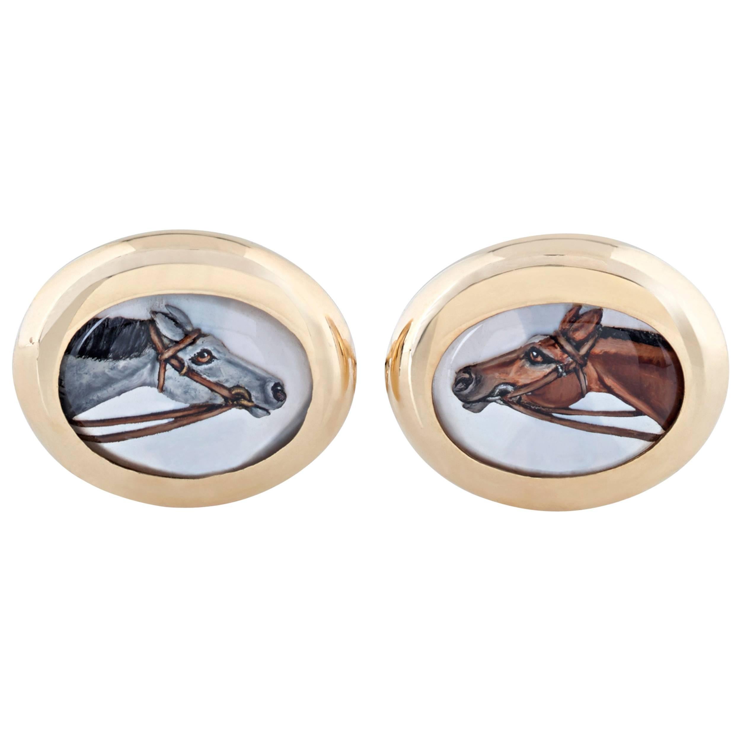Essex Crystal and Gold Horse Cufflinks