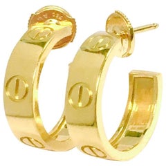 Cartier Vintage Yellow Gold Love Wide Hoop Earrings