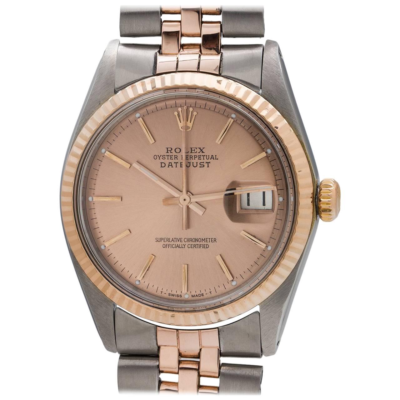 Rolex Rose Gold Stainless Steel Datejust Automatic Wristwatch, circa 1974