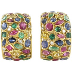 Colored Stones and Diamond Earclips