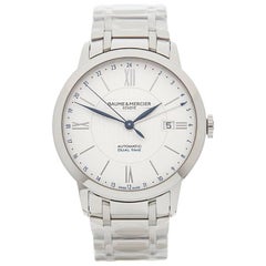 Baume and Mercier Stainless Steel Classima Dual Time Automatic Wristwatch , 2017