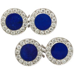 Vintage Lapis Lazuli and Diamond Cufflinks