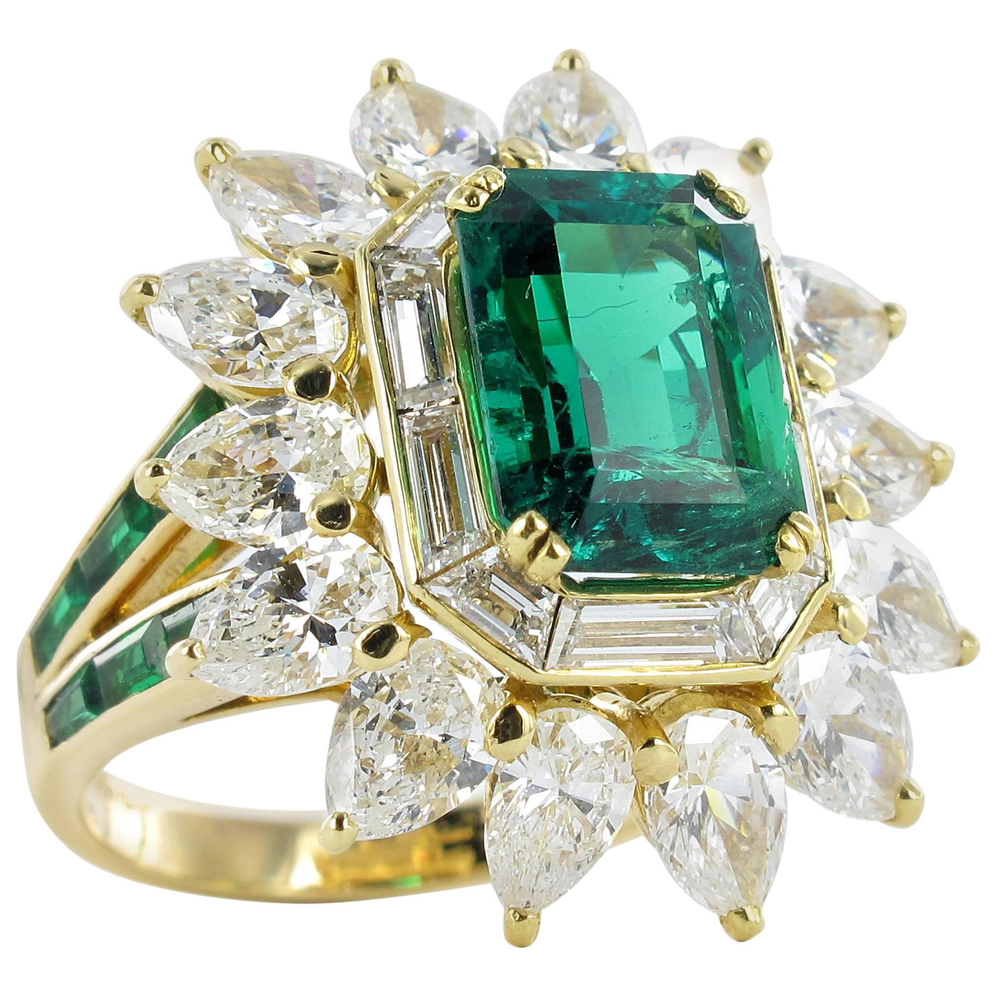Mauboussin Certified Colombian Emerald Diamond Ring