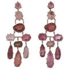 H. Stern Spring Pink Tourmaline Chandelier Gold Earrings