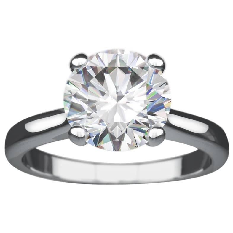 Platinum 2 Carat Round Diamond Cartier Style Solitaire Engagement Ring For Sale
