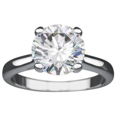 Platinum 2 Carat Round Diamond Cartier Style Solitaire Engagement Ring