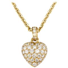 Cartier Diamond Gold Heart Shaped Pendant Necklace