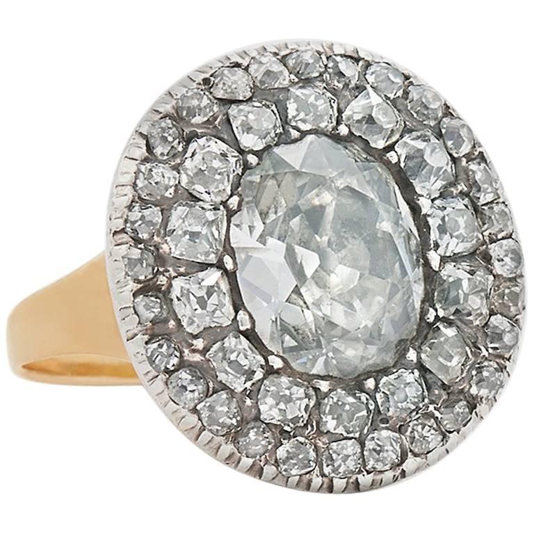 Antique 18th Century Old Mine Diamond Cluster Ring, circa 1780 For Sale