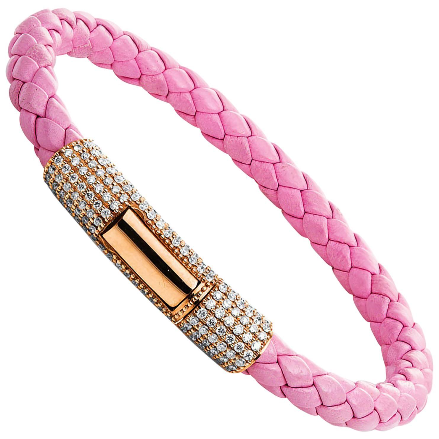 Carlos Udozzo, 195 Diamonds 18 Karat Rose Gold Pink Bracelet For Sale