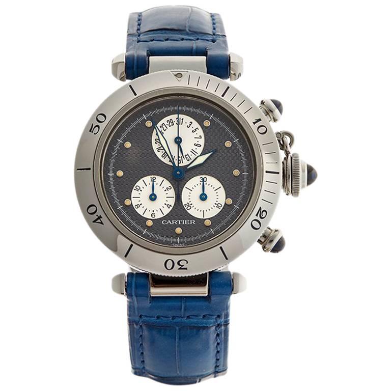 Cartier Stainless Steel Pasha De Cartier Chronoreflex Quartz Wristwatch Ref 1352