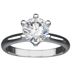 GIA Certified 1 Carat Round Tiffany Style Solitaire Engagement Platinum Ring