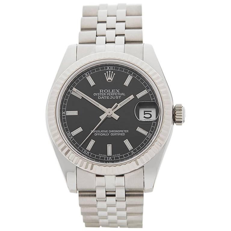 Rolex Ladies White Gold Stainless Steel Datejust Automatic Wristwatch, 2012