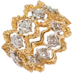 Vintage Buccellati Diamonds, 18 Carat White and Yellow Gold Ring