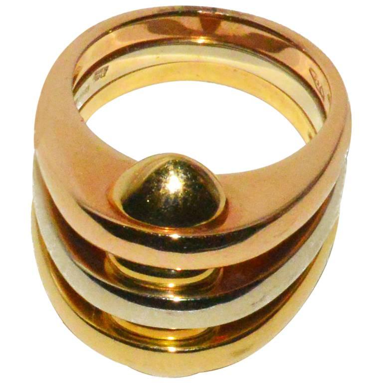 Bulgari Tri-Color Gold Ring at 1stDibs