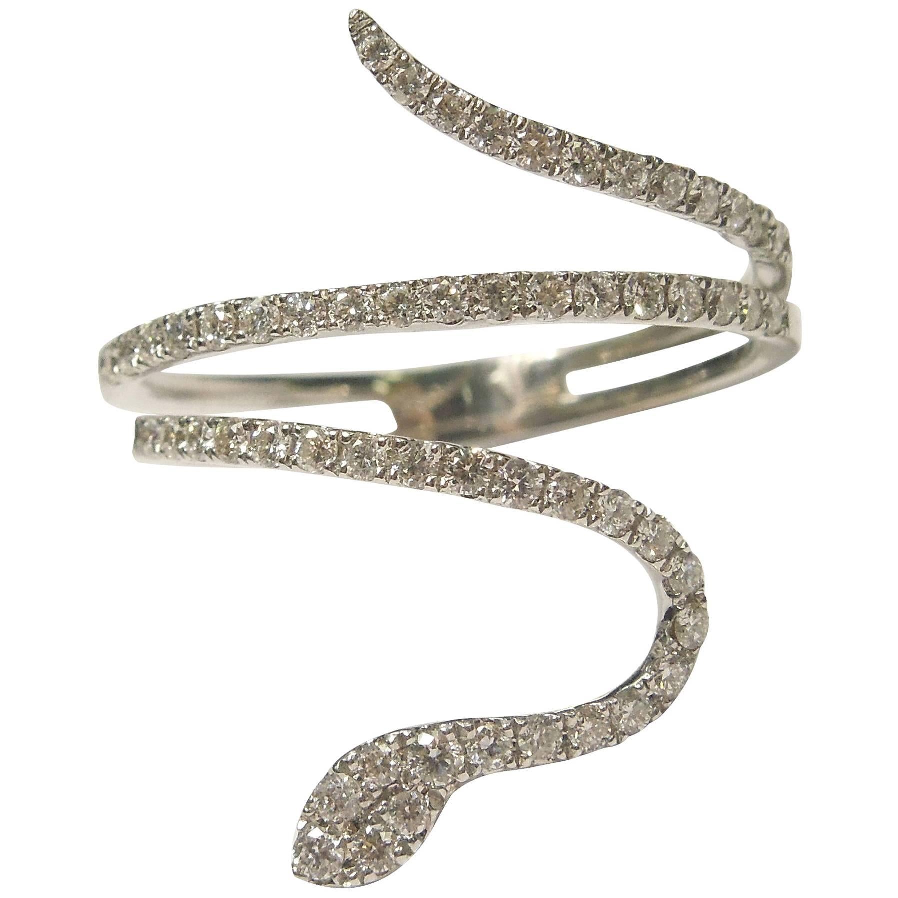 Snake Ring with Diamonds and Gold