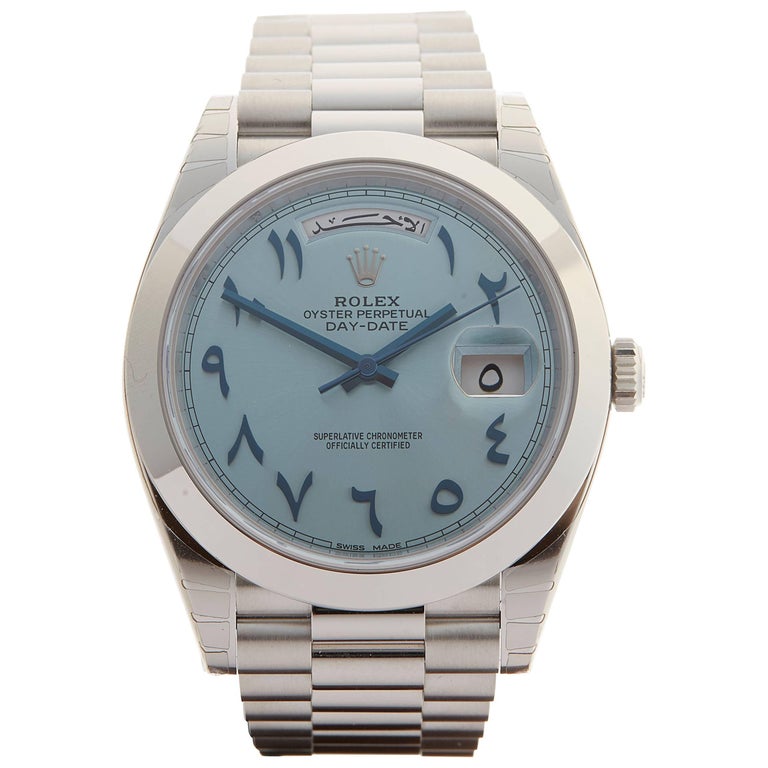 rolex day date platinum on wrist