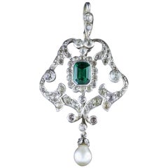 Antique Victorian Green White Paste Pendant, circa 1900