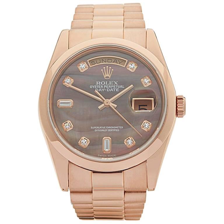 Rolex Rose Gold Day-Date Automatic Wristwatch Ref 118205, 2000